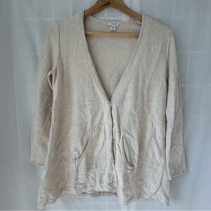 J Jill Pure Jill Cotton Cashmere v neck cardigan oatmeal XS Petite